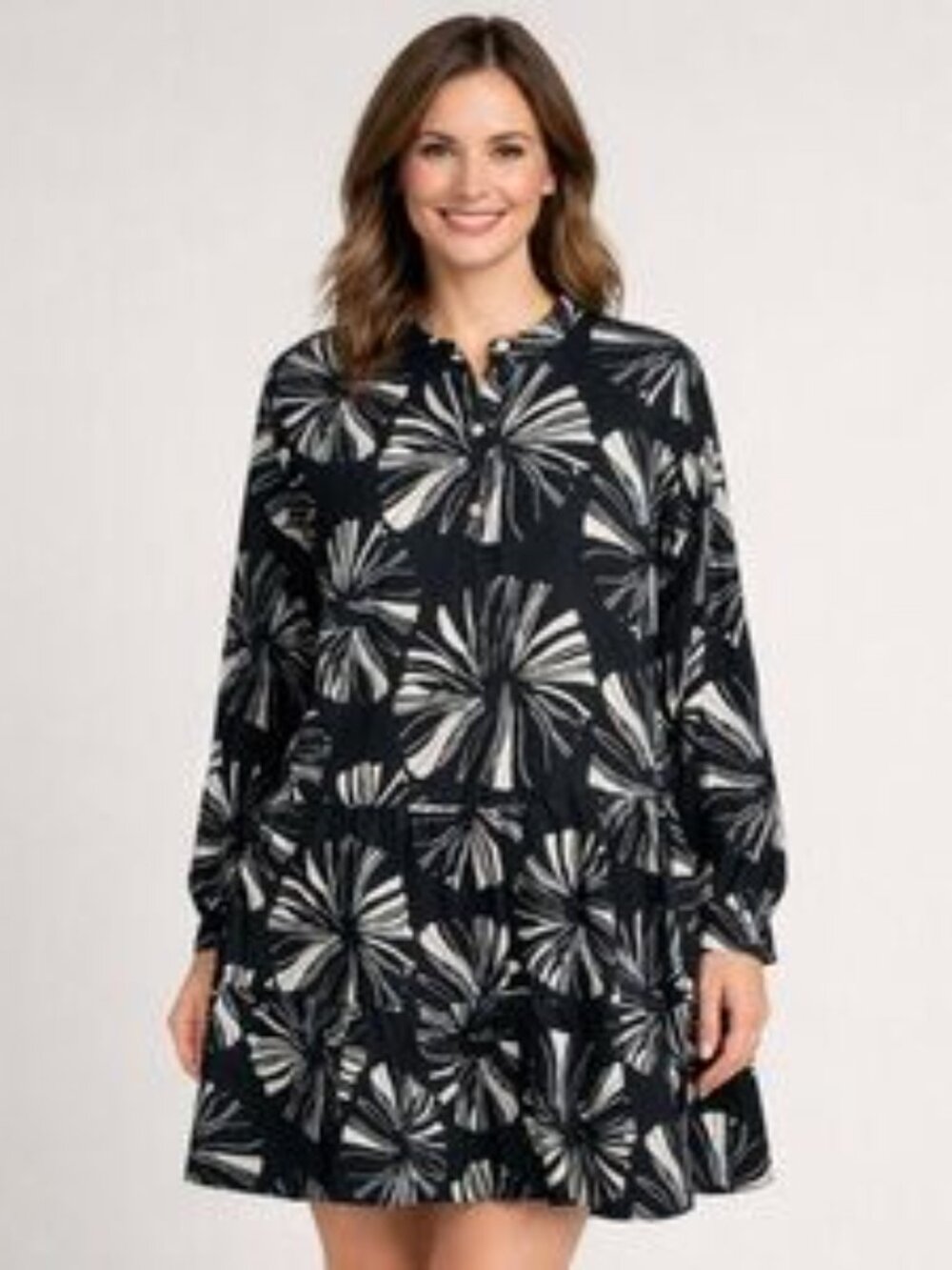 Ann Mashburn Print Linen Dress Navy/White Size Medium